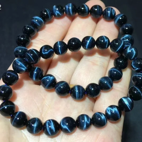 8mm Natural Genuine Blue Tiger Eye Gemstone Crystal Round Bead Bracelet AAAA
